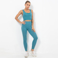 Sexy Workout Clothes Seamless Plain Yoga Wear With Logo Two Pieces Autumn Crop High Waist Yoga Set For Ladies